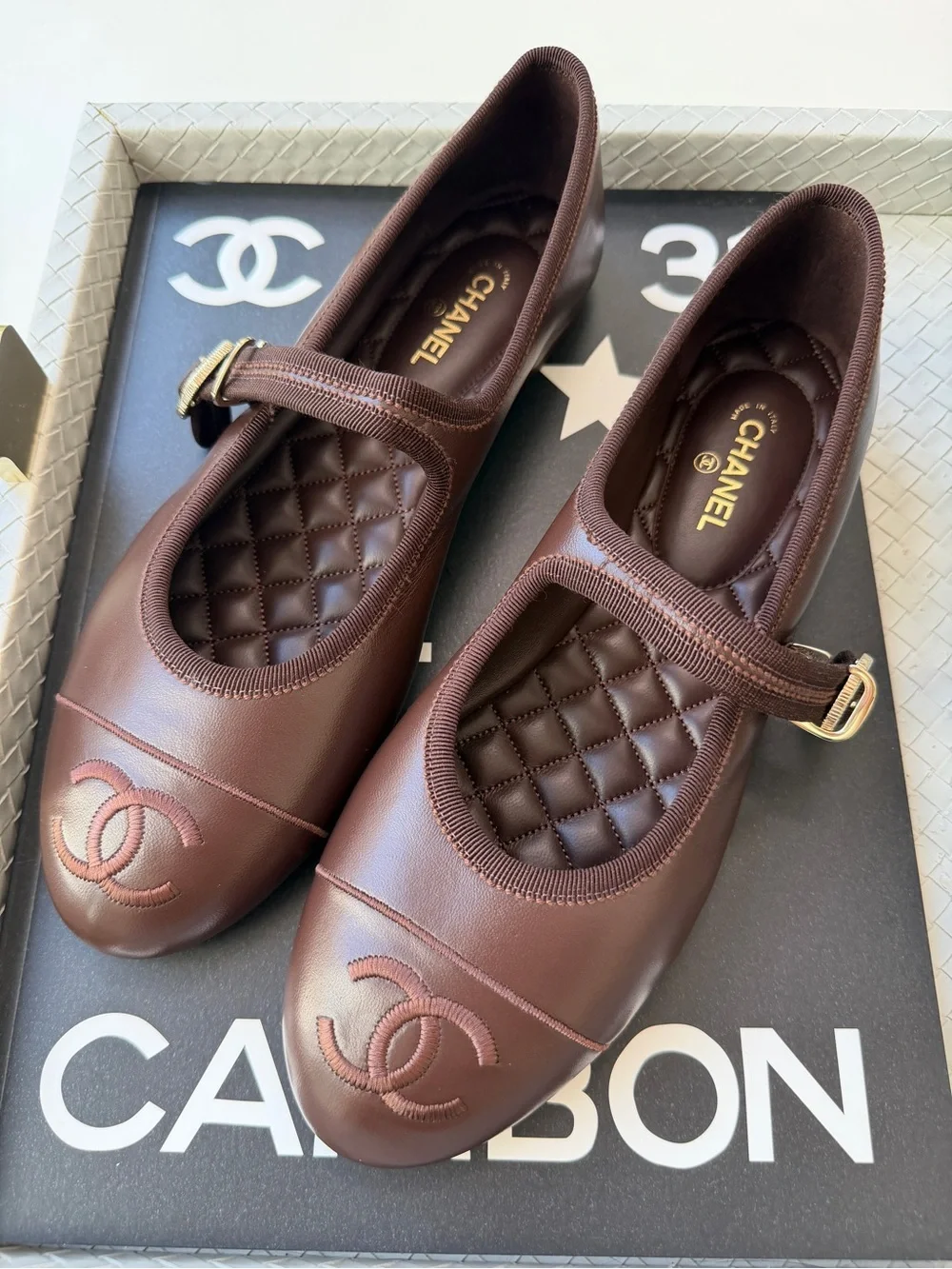 CHANEL brown leather